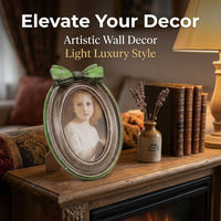 Photo Frame with Embossed Vintage Design for Home Decor, Oval Picture Display in European Style, Resin Family Wall Lightweight Decorative
