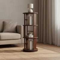 360 Degree Bookcase Solid Wood 360 Degree Book Shelf Revolving Storage Rack Space Saving Floor Standing Book Rack Stable Base