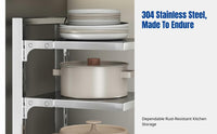 Stainless Steel Kitchen Storage Rack, Under Sink Cabinet Organizer, Multitier Pot Rack, Adjustable Shelf, Modern Minimalist