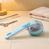 Cat Brush and Dog Brush for Grooming, Soft Silicone Shampoo Brush with Ergonomic Handle, Circular Brush Head for Dog Bath, Short Haired Pets