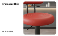 Stable Round Base Adjustable Swivel Stool Integrated Footrest Adjustable Swivel Stool with Backrest Floor Protection Loop Bar Chair Wide Padded Seat for Business Owners, Homeowners, Counter, Reception Desk, Kitchen, Cafe