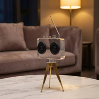 Tripod Radio Decor Angled Antenna Acrylic Radio Ornament Control Knobs Home Decoration