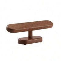 Oval Base T-Shaped Watch Stand Natural Grain Wooden Watch Stand Polished Finish T Shaped Bracelet Holder Rounded Edges