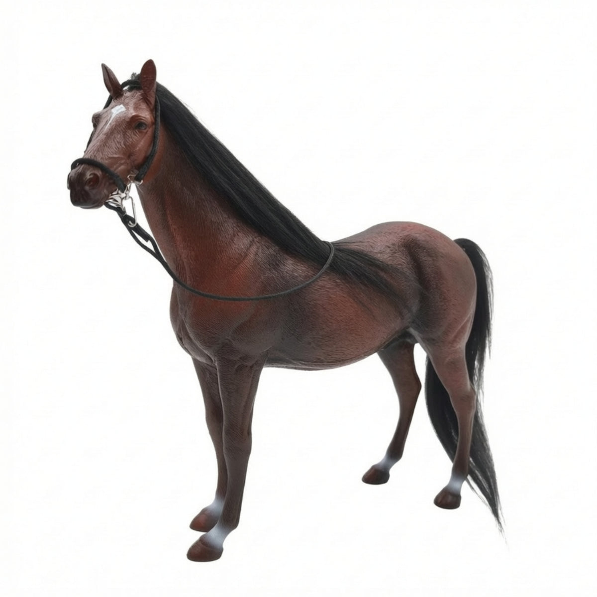 Horse Figurine with Bridle Realistic Horse Figurine Carved Bridle for Dioramas, Displays