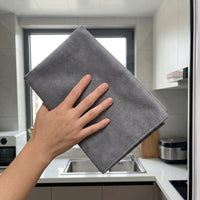 Fuzzless Microfibre Cloth, High Absorbency Microfibre Towel for Glass and Mirrors, Washable Dark Grey Cleaning Tool