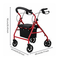 Rollator with Seat Padded Mobility Aid with Seat Mobility Cart with Storage Comfortable Walking Cart Travel-Friendly for Seniors