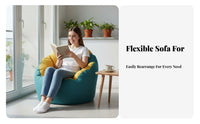 Full Body Comfort High-Back Bean Bag Chair Ergonomic Support Armless Foam Lounger No Rigid Frame Floor Seating Washable Cover for Students Women, Balcony, Bedroom, Living Room, Reading Nook