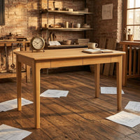 Minimalist Wooden Desk Rounded Corners Solid Wood Desk Smooth Surface Furniture