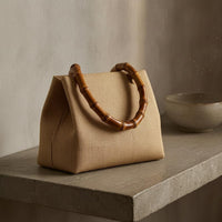 Natural Finish Bamboo Handbag Handle Rounded D-Shaped Bamboo Handle