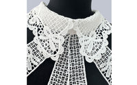 Embroidered Collar with Bow Scalloped Detachable Collar Elegant Delicate for Girls, School