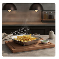 Commercial Use Deep Square Serving Tray Rust Resistant Square Stainless Steel Tray Long-Lasting for Barbecue, Restaurant