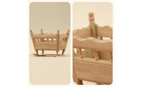 Dollhouse Cradle Unpainted Wooden Doll Cradle Model Unfinished Miniature Rocking Bed for Collectors, Hobbyists, Craft Displays, Dioramas