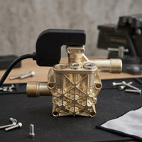Ribbed Casting Car Washer Pump Head Metal Body Pressure Washer Pump Head Black Plastic Machine Part Threaded Ports