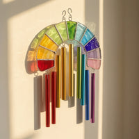 Hanging Wind Chime Colorful Suncatcher Decorative Hanging Ornament with Cord for Wall