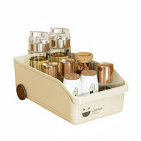 Wheeled Cabinet Basket With casters Rolling cart Easy Pull-accessible for Refrigerator
