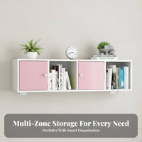 Drillwithout Drilling Installation Floating Media Hutch Space-Saving Hanging Cubby Organizer Versatile Wall Shelf Sturdy Construction for Apartment Dwellers, Homeowners, DIY Enthusiasts, Living Room, Entertainment Hub, Bedroom, Kitchen