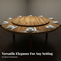 Heavy Duty Large Round Dining Table Easy to Clean Solid Wood Tabletop Water Resistant Carbonized Fir Wood Table for Restaurant Owners, Event Planners, Restaurants, Banquet Halls, Canteens, Kitchen