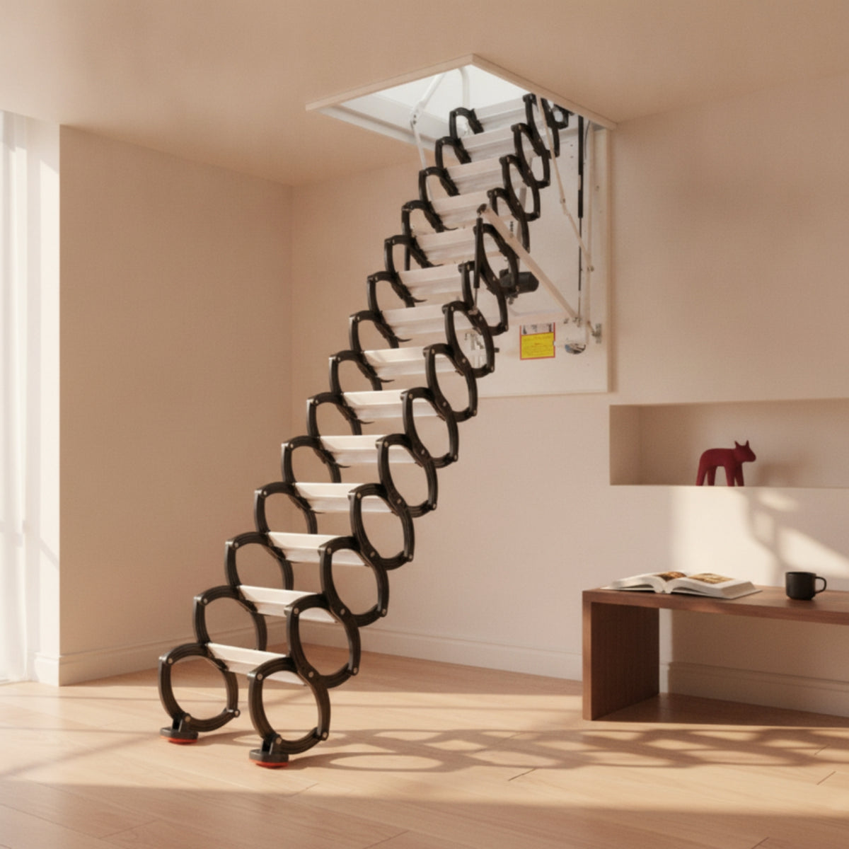 Retractable Attic Staircase Automatic Electric Attic Ladder Foldable Electric-Powered Loft Staircase for Homeowners, Builders