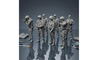 7 Pieces Unpainted Resin Soldiers One-Piece Three-dimensionalPrinted Infantryman Models Detailed Troop Miniatures for Painting, Display