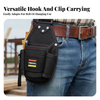 Multiple Pockets Waist Tool Pouch 1680D Oxford Material Belt Tool Pouch EVA Interlayer Work Gear Black