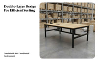Heavy Duty Packing Table Thickened Steel Frame Double Layer Work Stable Surface and Sturdy Heavy Duty Work Bench for Mechanics, Garage, Basement