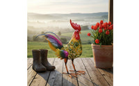 Weather-Resistant Hollow Cockerel Statue Vibrant Colors Garden Cockerel Decor Rust-Proof for Outdoor