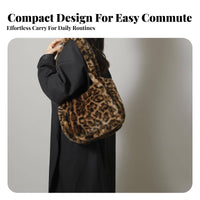 Leopard Print Handbag Autumn Winter Design Soft Leopard Print Tote Soft and Comfortable Faux Handbag for Girls, Daily Use, Casual Outings, Parties