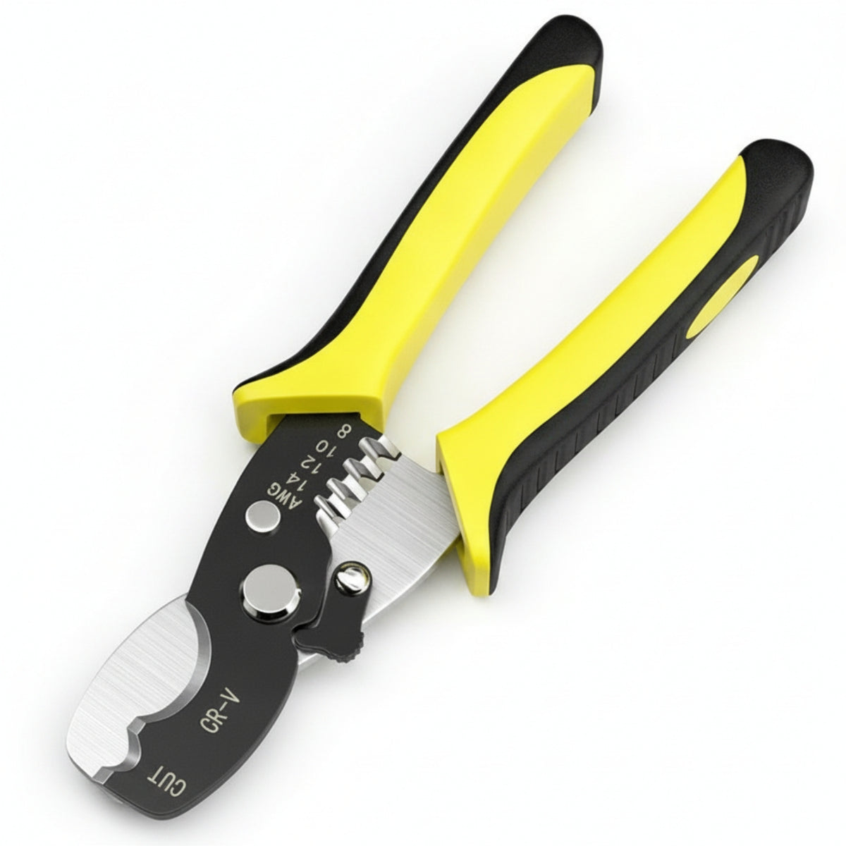 AWG Marked Holes Cable Stripping Pliers Locking Latch Wire Stripping Tool Ergonomic Handles Electrical Wire Pliers CR-V Steel for Electricians