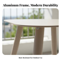 Weather-Resistant Round Pedestal Table Lightweight Household Furniture Minimalist Design Modern Aesthetic for Apartment Dwellers, Homeowners, Balcony, Garden, waterfront, Small Spaces