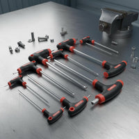 10 Pieces T-Handle Hex Key Set Hanging Holes Manual Tool Kit Red Accents