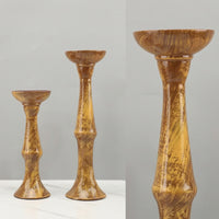 2 Pieces Marbled Candlestick Holders Tapered Candle Holders with Pedestal Sculptural Candlesticks Glossy for Study, Bedroom, Bookshelf, Bedside Table