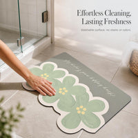 Diatomaceous Earth Bath Mat, Non-Slip Absorbent Floral Design for Bathroom and Toilet