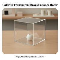 Clear Acrylic Display Box High See-Through Quality Colored Acrylic Box Multipurpose Transparent Storage Cube for Collectors, Hobbyists, Office, Closet