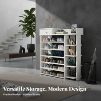 Multi-Layer Shoe Rack Space Saving Multi-Tier Shoe Storage Unit Wood Grain Finish for Families, Homeowners, Hallway, Bedroom, Living Room