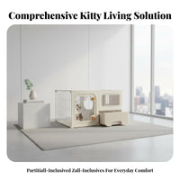Multi-Room Layout Integrated Feline Enclosure AllUnified Design Pet Playpen Panoramic View Pet Housing Easy to Clean for Apartment Dwellers, Indoors, Indoor, Play Area, Bedroom