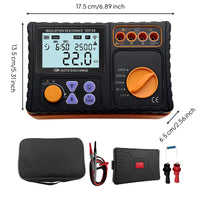 Digital Insulation Resistance Tester Compact Insulation Tester with Carrying Case Handheld Electronic Megohmmeter for Electricians, Field Testing