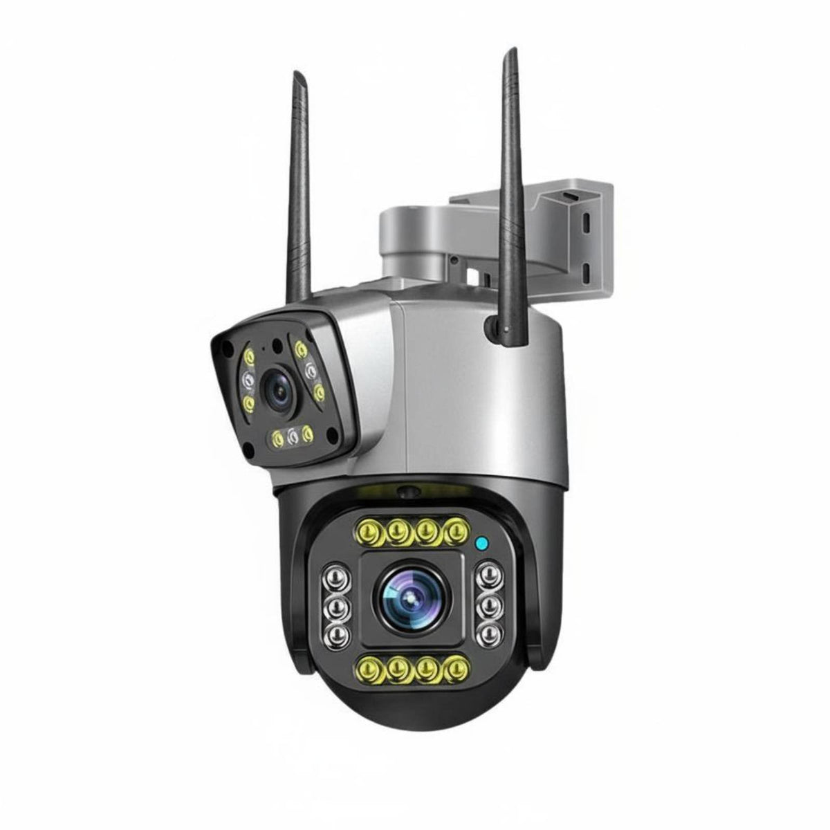 Twin Lens PTZ Security Camera Pan & Tilt Function Twin Lens Security Camera Weatherproof IP66 Waterproof for Home Exterior, Yard
