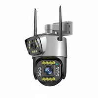 Twin Lens PTZ Security Camera Pan & Tilt Function Twin Lens Security Camera Weatherproof IP66 Waterproof for Home Exterior, Yard