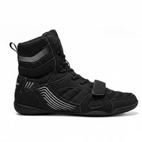 Highhigh-Top Athletic Shoes Breathable Mesh Boxing Shoes Hook-and-Loop Strap Sports Footwear