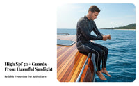 Full Body Sun Protection Suit Quick Dry Long Sleeve Aquatic Guard Set 4-Way Stretch Protection Swimsuit for Divers, Adults, Surfing, Snorkeling, Beach