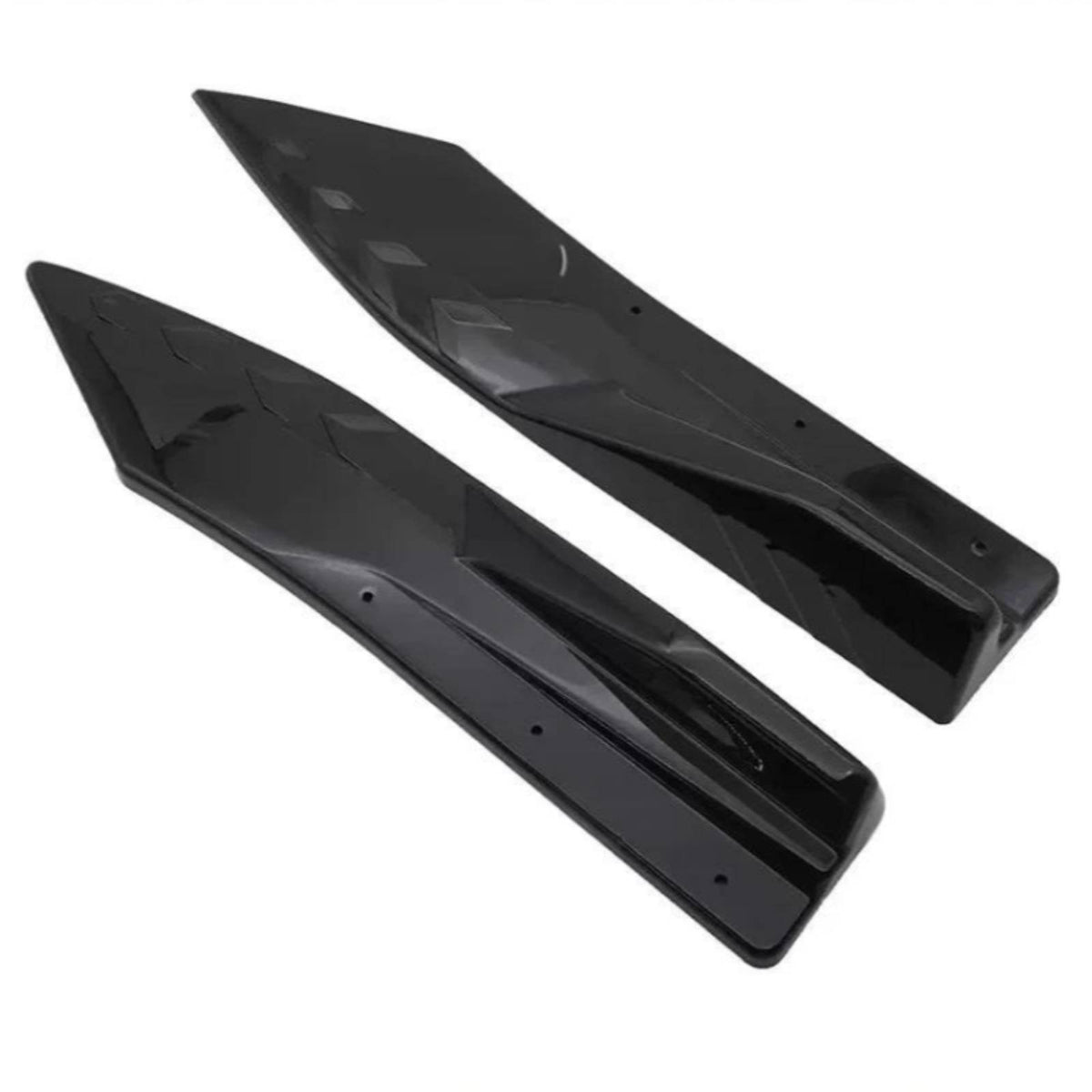 2 Pieces Universal Fit Rear Bumper Corner Splitter Gloss Black Finish Rear Bumper Lip Guard ABS Material Carbon Fiber Look for Street Driving