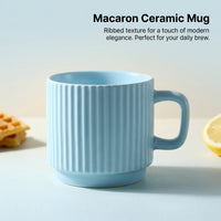 Ceramic Coffee Mug with Striped Design, Heat Resistant Tea for Home and Daily Use, Cylindrical Shape Microwave Cup