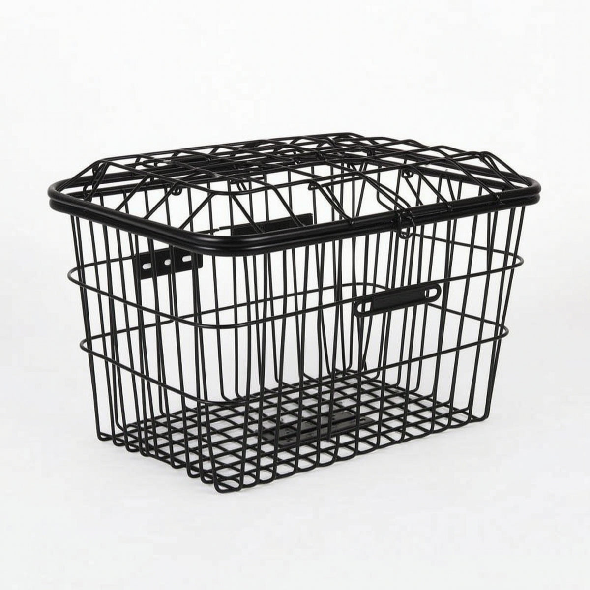 Black Front Bike Basket with Lid Rectangular Front Bike Basket with Cover Grid Sturdy for Errands
