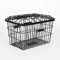 Black Front Bike Basket with Lid Rectangular Front Bike Basket with Cover Grid Sturdy for Errands