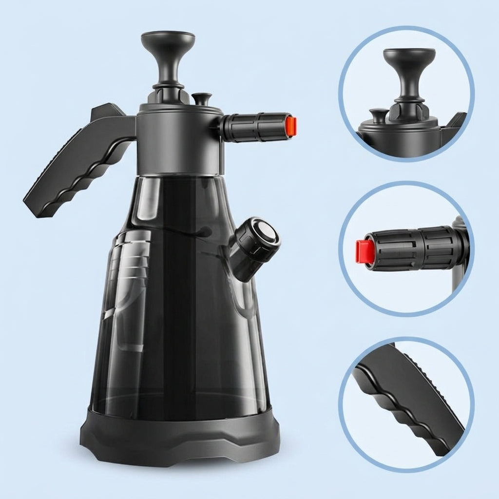 Spray Bottle for Garden Sprayer and Pressure Sprayer Tasks, 2L Capacity Pump Sprayer for Car Cleaning and Car Wash, Hand Pump with Car Foam