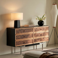 Storage Cabinet with Drawers Wood-Grain Dresser with Drawers Modern Dresser for Bedroom, Living Room, Entryway