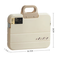 Large Capacity Portable Document Case Sturdy Plastic Briefcase Double Latch Closure A4 File Storage Box for Students, School