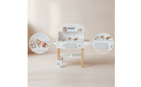 Toy Barbecue Grill Cart Realistic Pretend Play BBQ Station Indoor Wooden Toy Grill with Accessories for Toddlers, Nursery