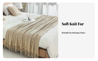 Tasseled Geometric Throw Soft and Comfortable Bed Runner Multi-Purpose for Sofa