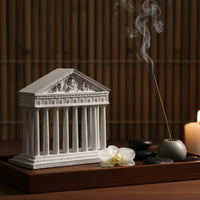Classical Greek Temple Ornament Stone-Look Temple Model Classic Building Sculpture Ancient for Tabletop